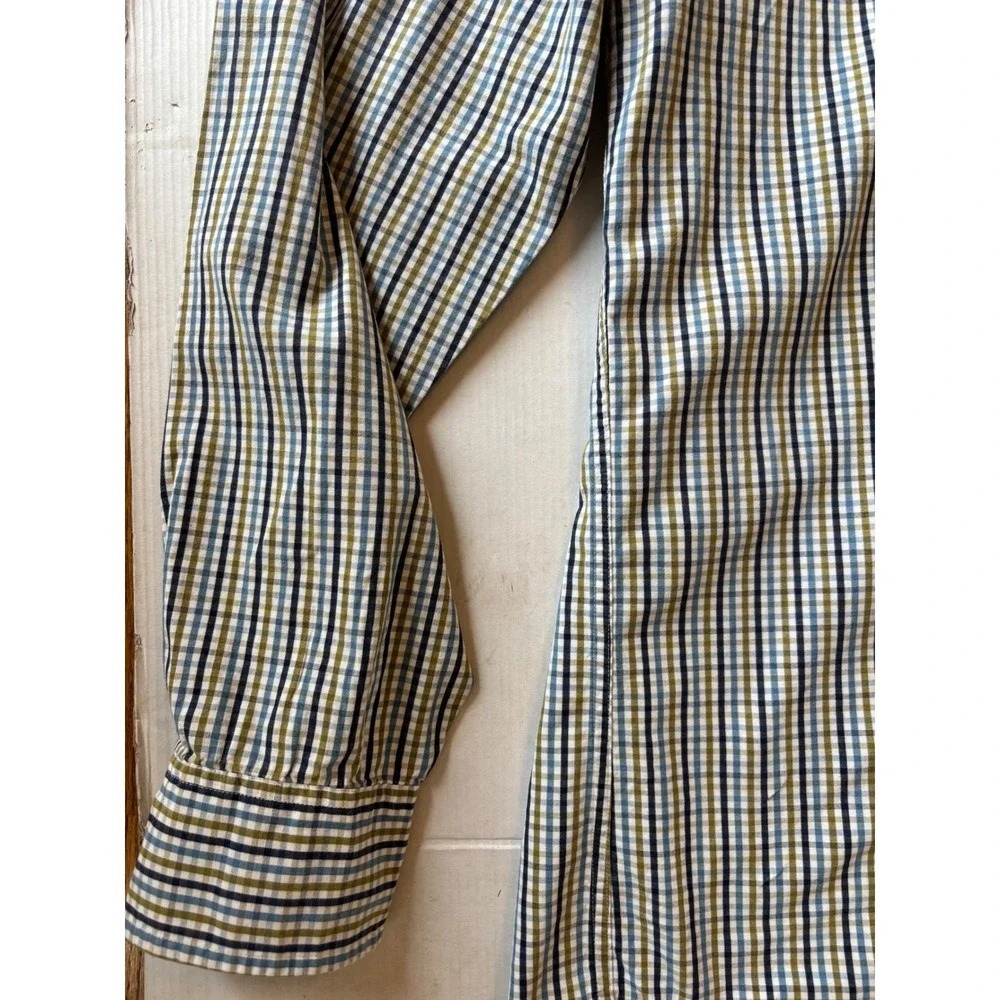 J.Crew Mens XL Tailored Fit Washed Casual Cotton Check Button Down Shirt Blue